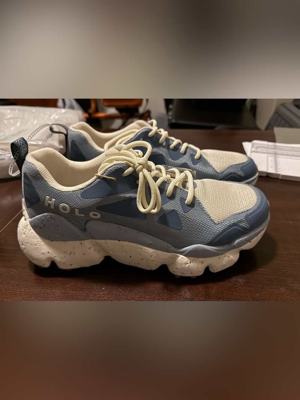 HOLO Chunky Platform Sneakers Blue Cream Men’s Size 10 Lightweight Casual Walkin